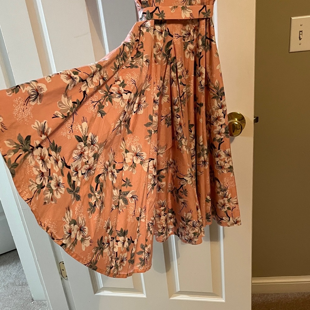 Floral Pink Wrap Dress a-line - Picture 5 of 7